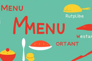 Quiz sobre Restaurantes e Cardápios