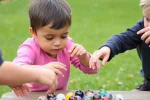 Outdoor Games: Children Playing Marbles