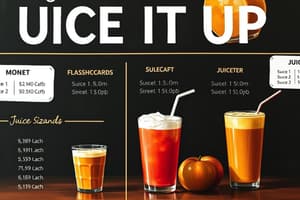 Juice It Up Menu Flashcards