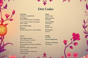 Common Menu Diet Codes