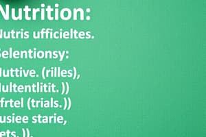 Nutrition Terms Quiz