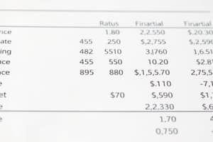 Balance Sheet and Financial Ratios