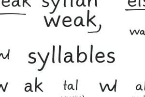 Weak Syllables and Vowel Sounds Quiz