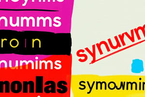 Synonyms and Antonyms Quiz