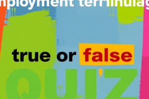 Employment and Job Terms Quiz