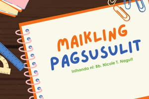 Maikling Pagsusulit sa Filipino 10: Talumpati