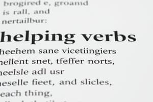 Helping Verbs Quiz