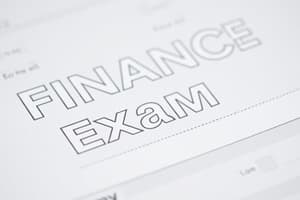 Finance Final Exam Coverage