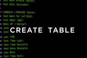 SQL CREATE TABLE Commands