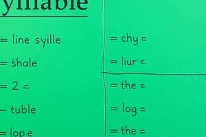 Syllable Division Rules Quiz