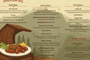 Appalachian Grill Menu Flashcards