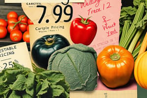 Vegetables Pricing and Varieties Quiz