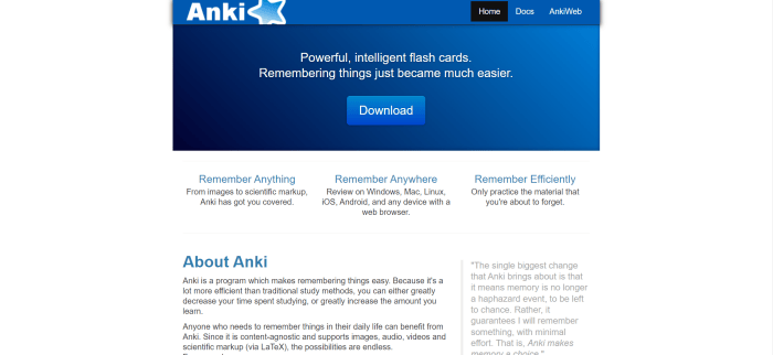 Anki homepage