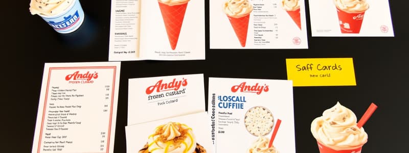 Andy's Frozen Custard Menu Flashcards