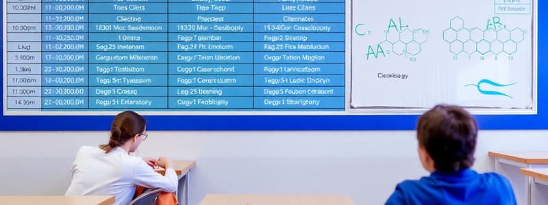 Microbiology and Biochemistry Schedules