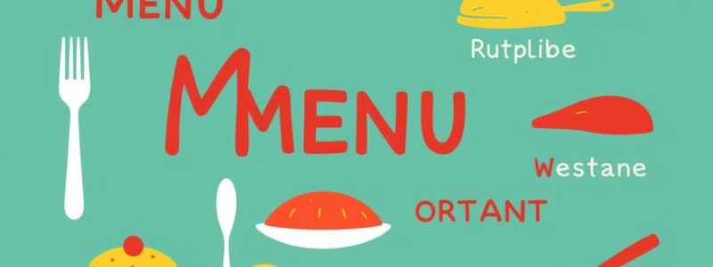 Quiz sobre Restaurantes e Cardápios