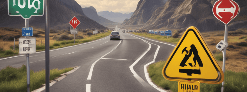 Road Signs and Driving Instructions Quiz