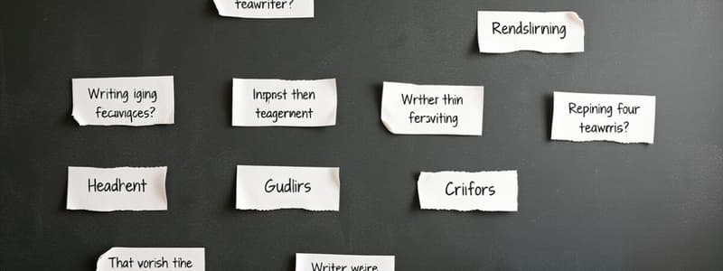 Writing Process: Prewriting Techniques