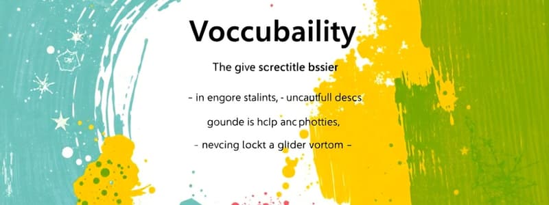 Vocabulary Definitions Quiz