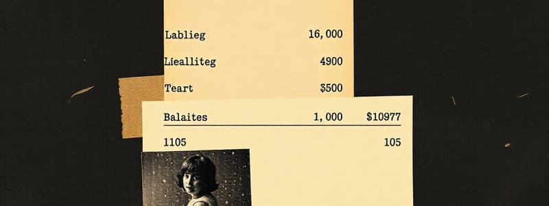 Balance Sheets and Liabilities Quiz