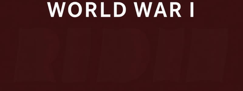 World War I and Interwar Period