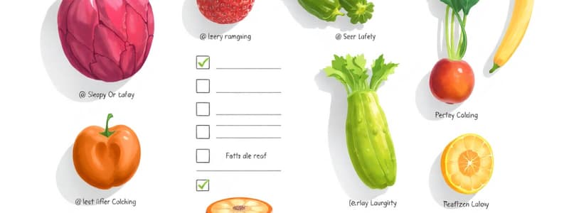 Food Questionnaire Methods