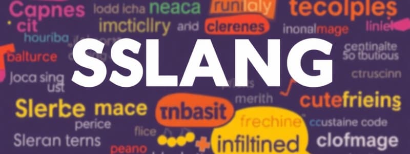 Vocabulary Quiz on Slang and Terms