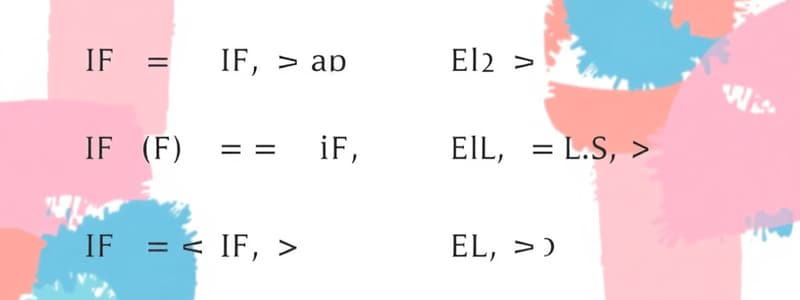 CSI 1430 Exam 3: IF-ELSE Branches and Equality