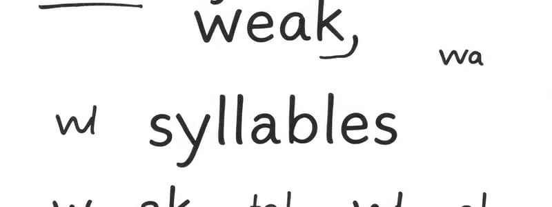 Weak Syllables and Vowel Sounds Quiz