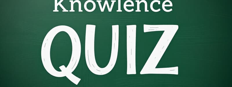 Quiz on Various Topics