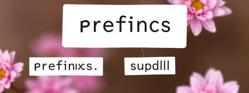 Prefixes and Suffixes Quiz