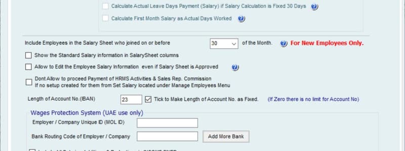 Salary Calculation Setup