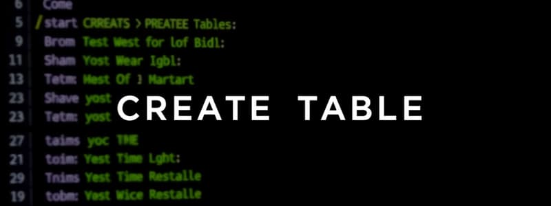 SQL CREATE TABLE Commands