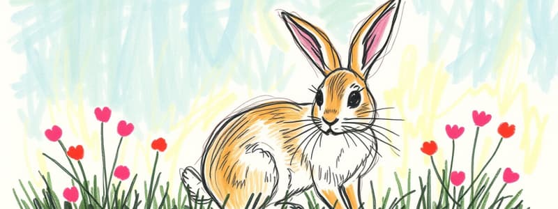 Colorful Child's Drawing of a Rabbit