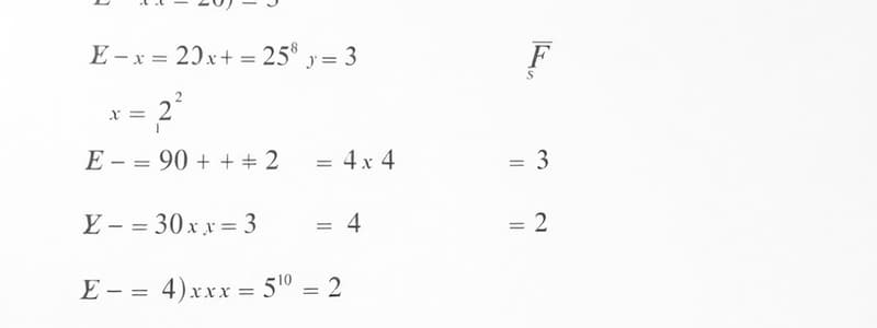 Quadratic Equations Matching Quiz