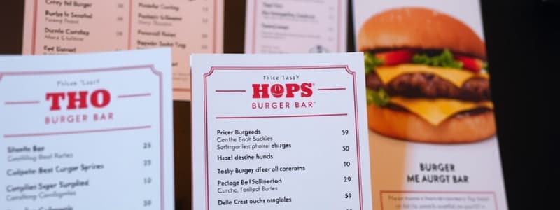 Hops Burger Bar Menu Flashcards