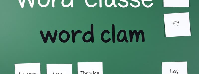 Word Classes Flashcards