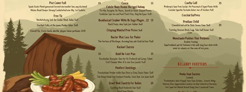 Appalachian Grill Menu Flashcards