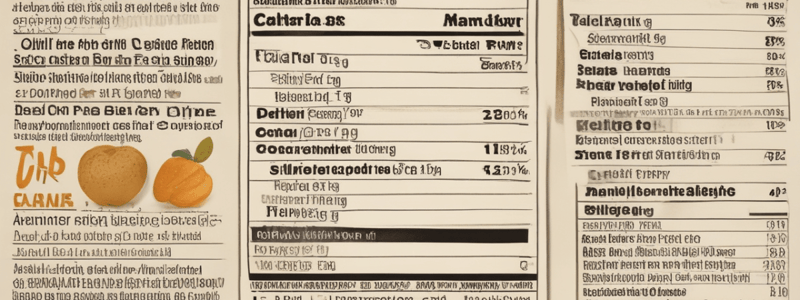 Nutrition Facts Panel Quiz