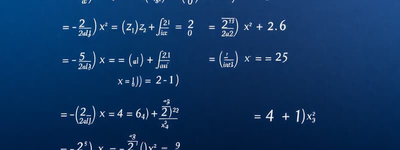 Advanced Algebra: Quadratic Equations Quiz