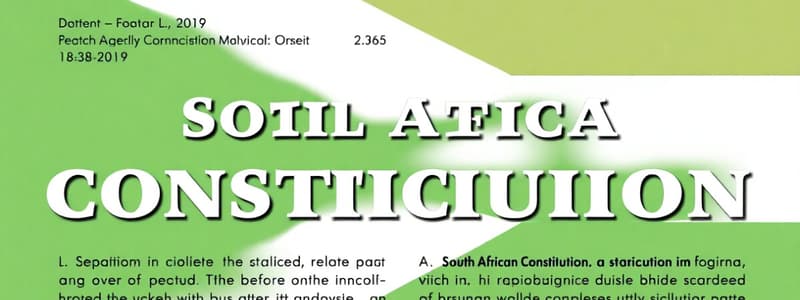 South African Constitutional Law Overview