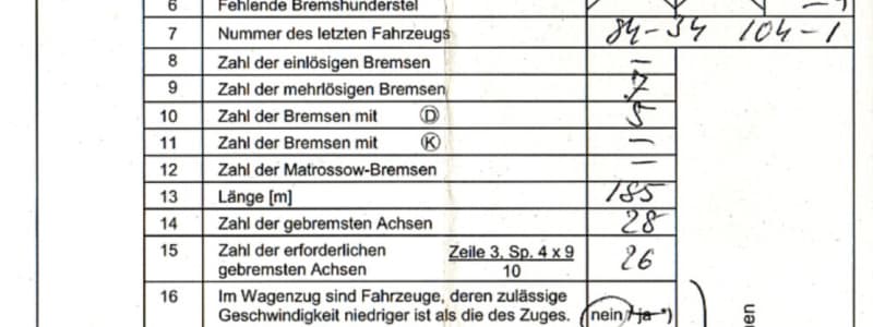 Züge bilden und vorbereiten: Bremszettel