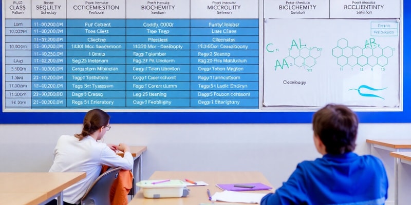 Microbiology and Biochemistry Schedules