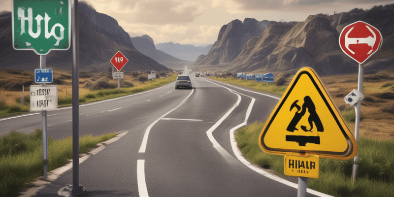 Road Signs and Driving Instructions Quiz