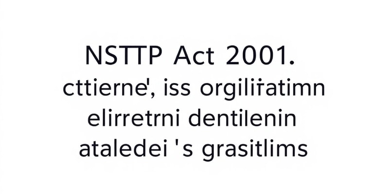 Legal Basis of the NSTP Act 2001