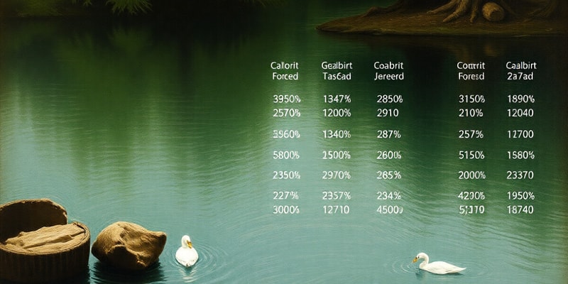 Nutrition and Caloric Values Quiz