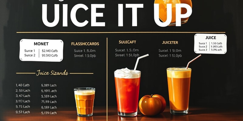 Juice It Up Menu Flashcards