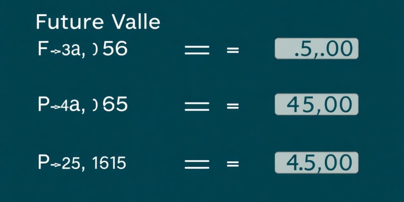 Finance Chapter: Future and Present Value Formulas