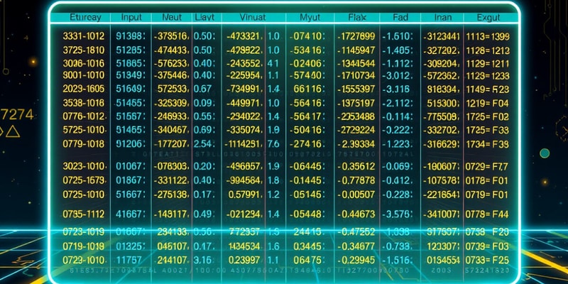 Input/Output Tables Flashcards