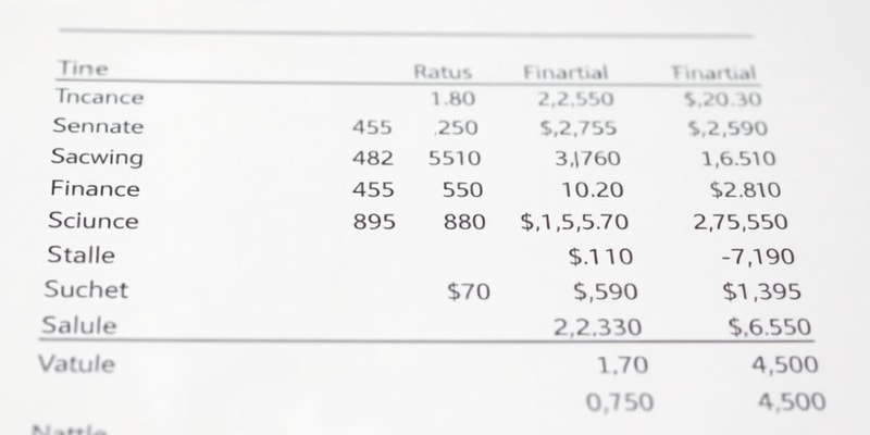 Balance Sheet and Financial Ratios